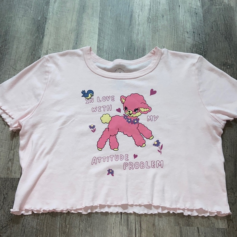 Baby pink design tee, cropped